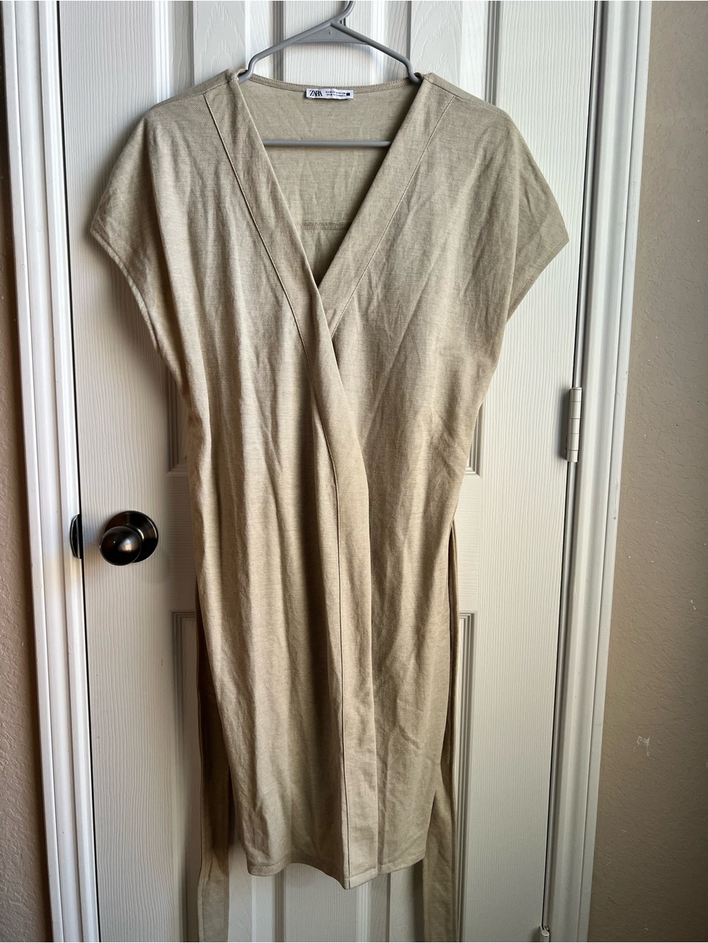 Zara Beige Wrap Midi Dress